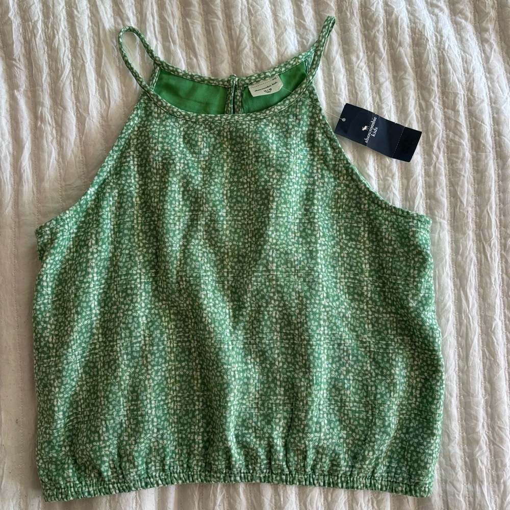 Abercrombie Kids Green Floral Crop Tank Top